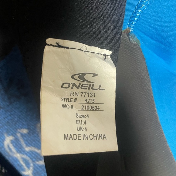 O’Neill 3/2MM Youth Size 4 Back Zip Full Wetsuit - Picture 8 of 8